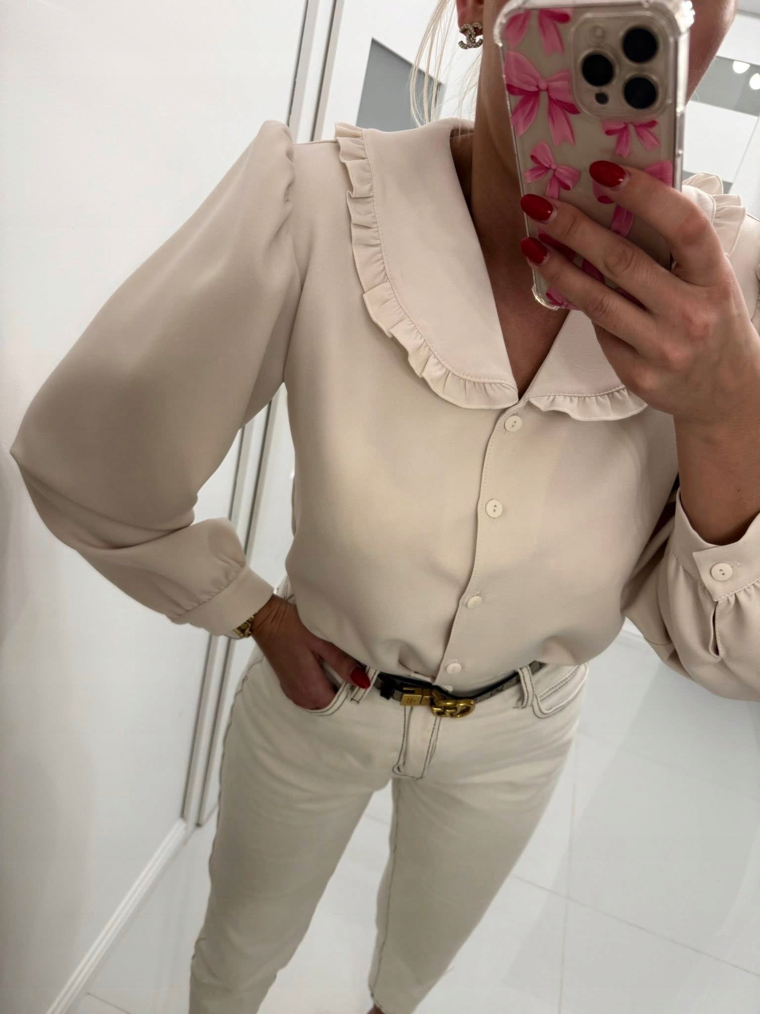 Košile S Límečkem A Zapínáním Na Knoflíky, Béžová, Gold Lady