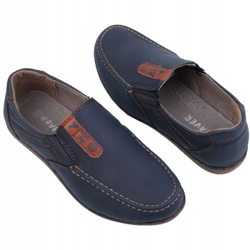 GRANATOWE MOKASYNY CHŁOPIĘCE WSUWANE PÓŁBUTY DZIECIĘCE ELEGANCKIE WYGODNE Kod producenta BS07-7s32