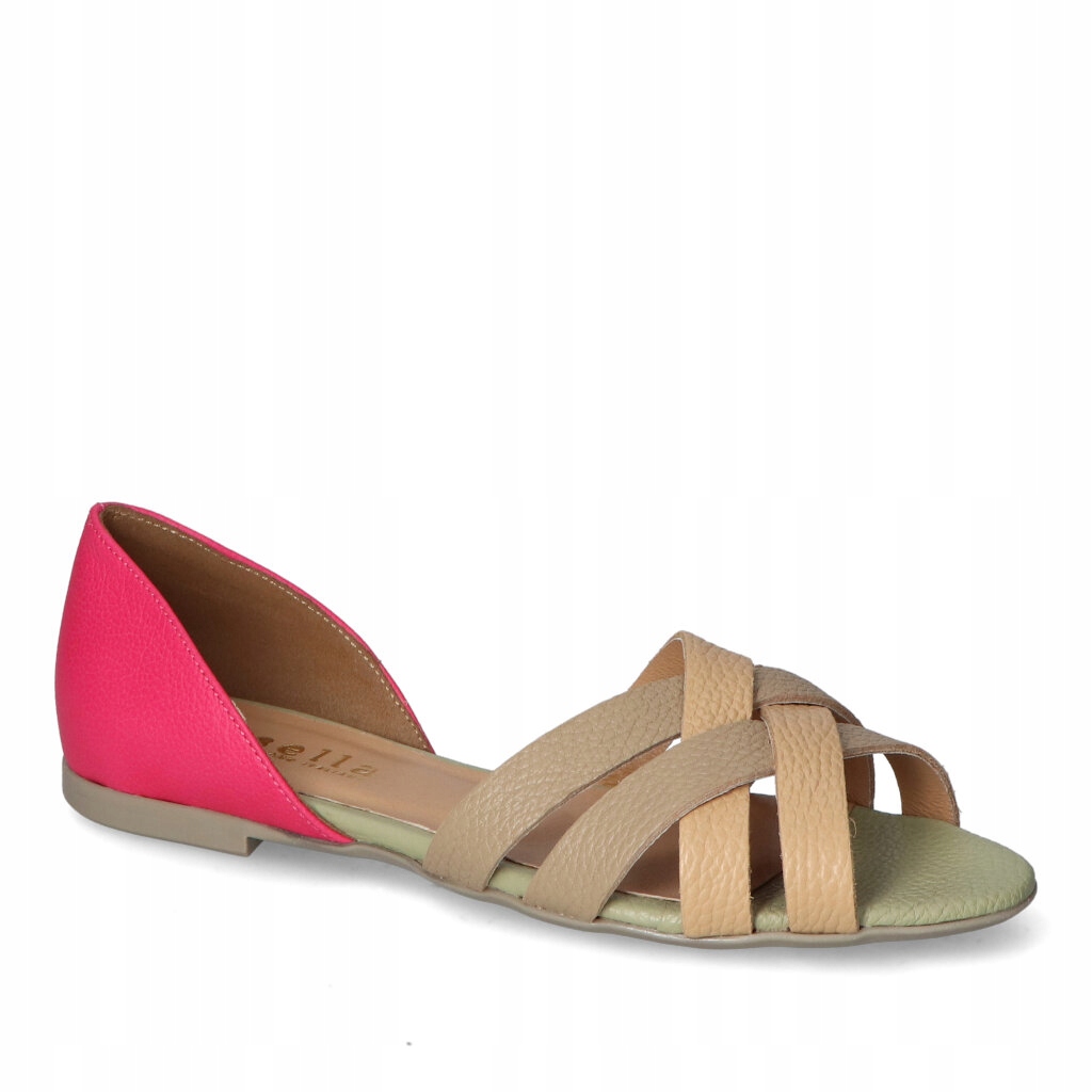 Dámské sandály Flisella Fuchsiová/Šampaňská přírodní kůže 37