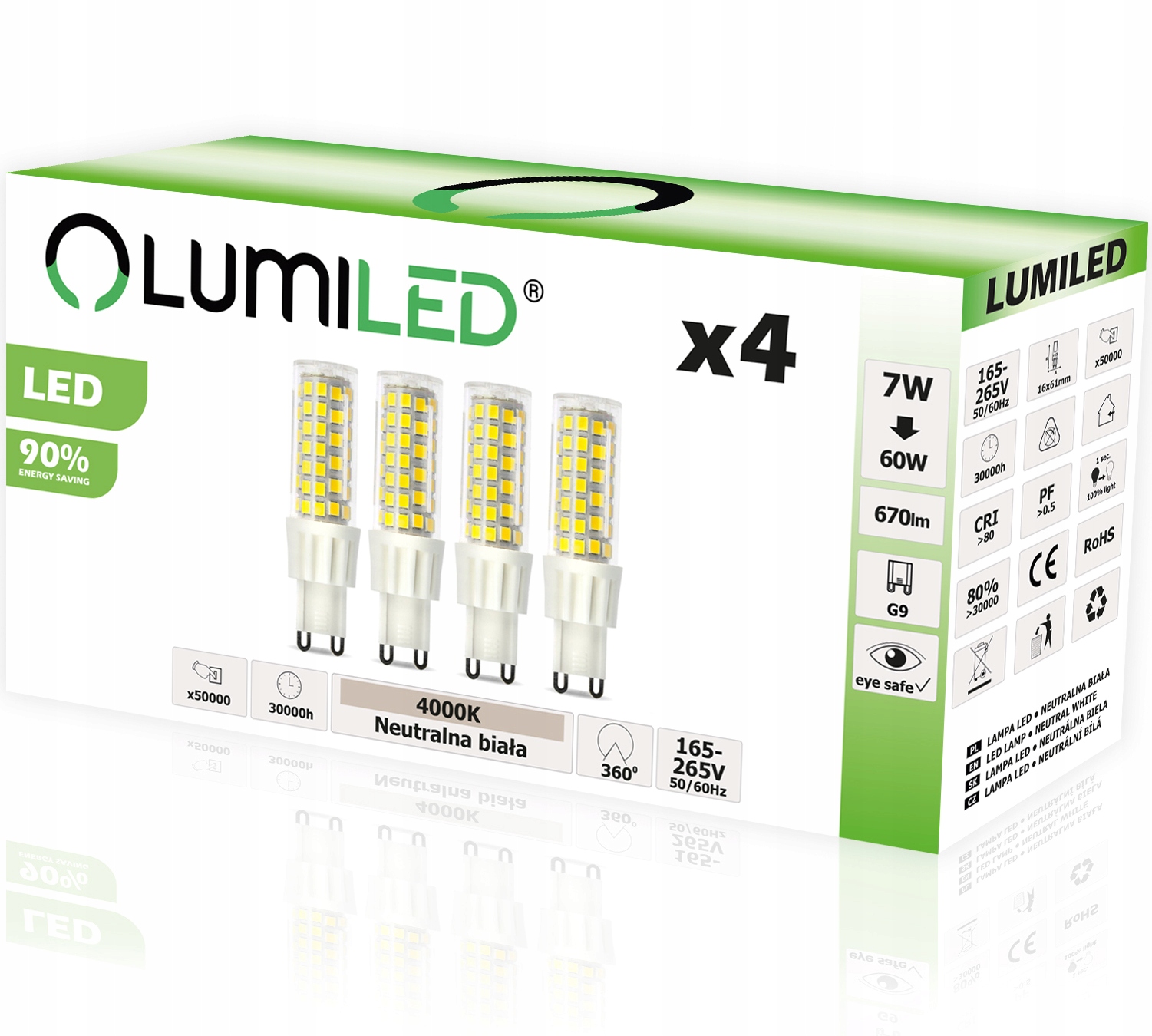 

4x Żarówka Led G9 Kapsułka 7W 60W 670LM 4000K