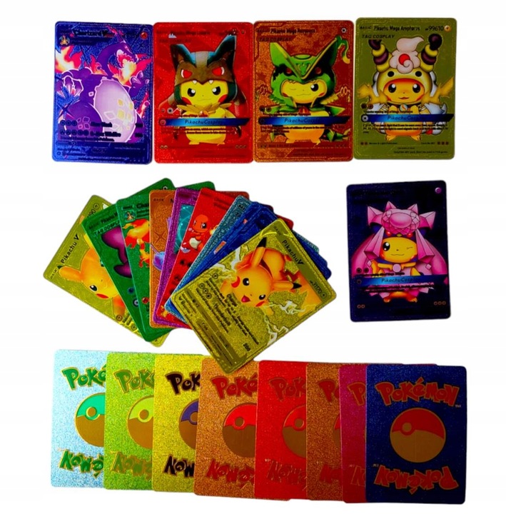 

Kolorowe Złote Karty Pokemon 55szt Unikatowe