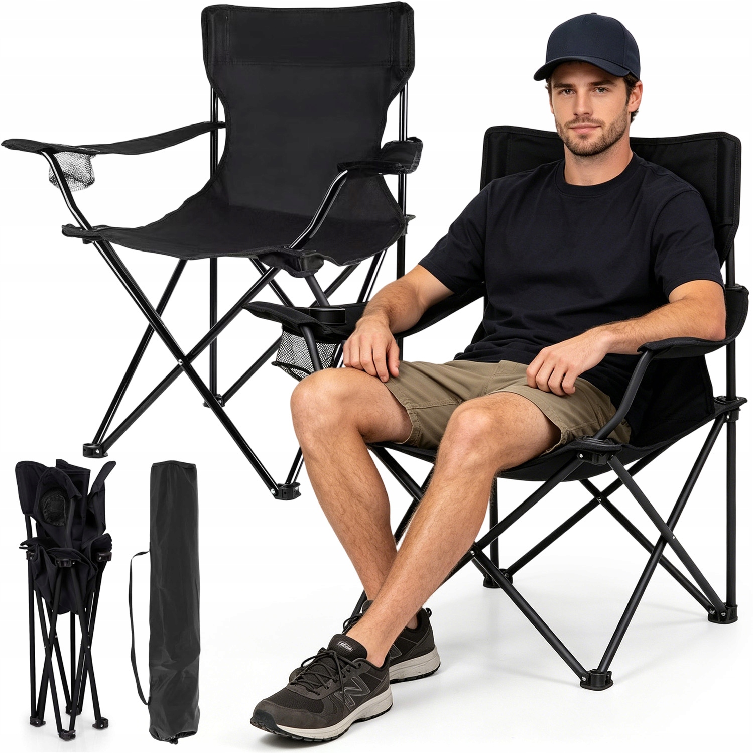 2 X Skládací Turistické Rybářské Křeslo S Opěradlem Pro Kemping Obal