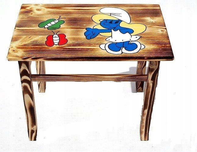 Stolik+2 krzesełka MEBELKI DREWNIANE DLA DZIECI SMERFY Marka inna