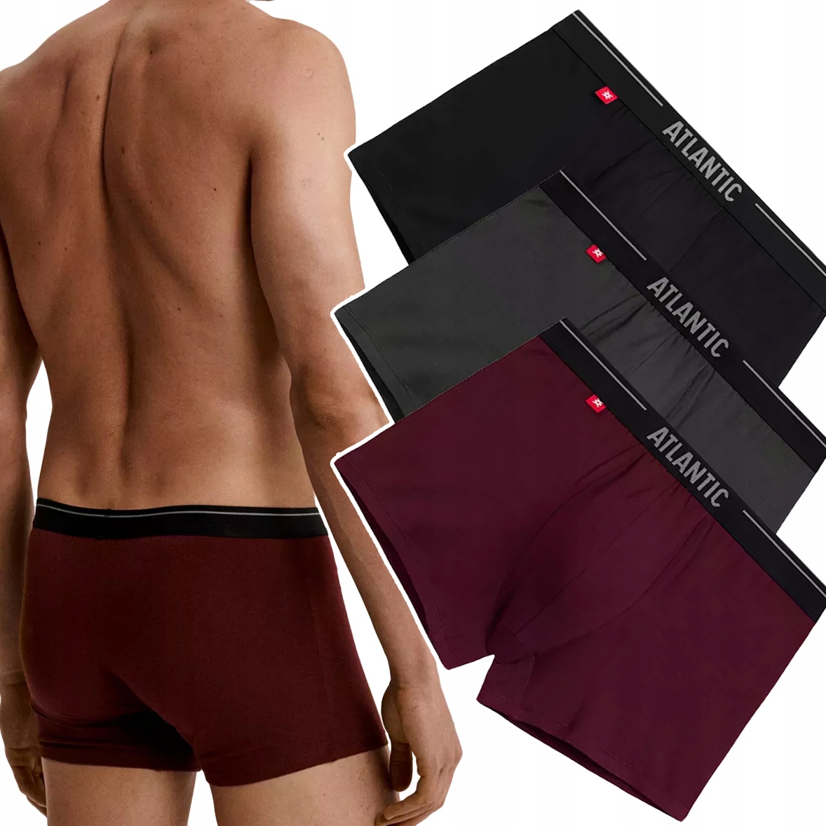 x3 Pánské boxerky Sport Atlantic 3MH-011 Bavlněné šortky sada L
