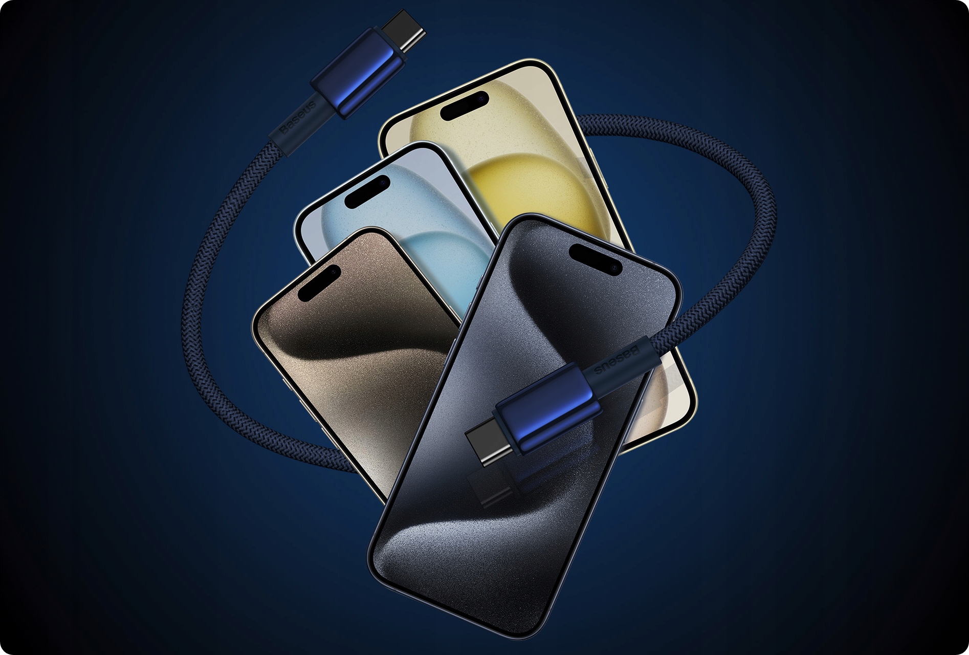 BASEUS MOCNY KABEL USB-C SZYBKIE ŁADOWANIE PRZEWÓD TYP-C PD 100W QC 5A 2M Kolor granatowy