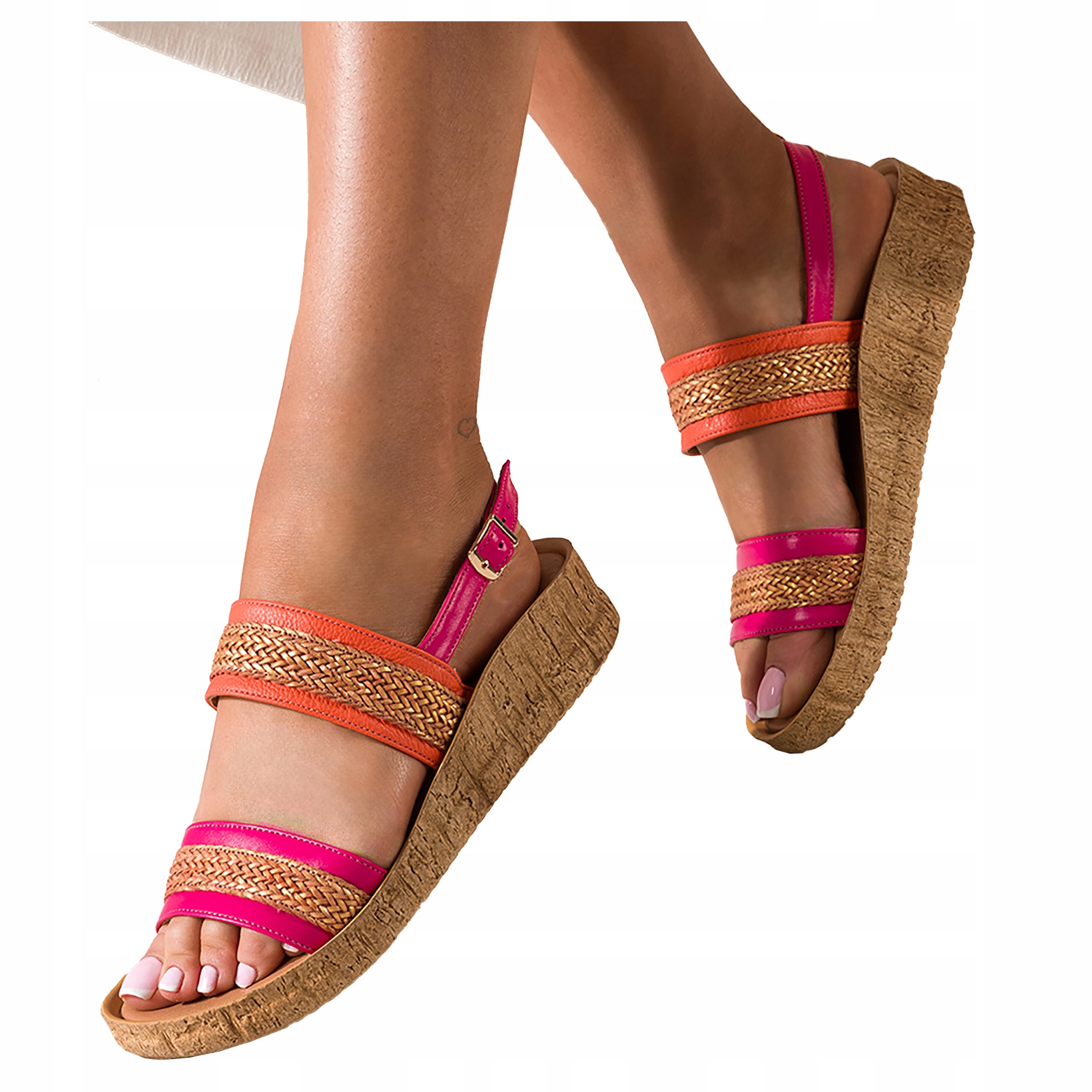 Dámské kožené Sandály na klínku, pohodlné, stylové, Polský výrobek, velikost 36