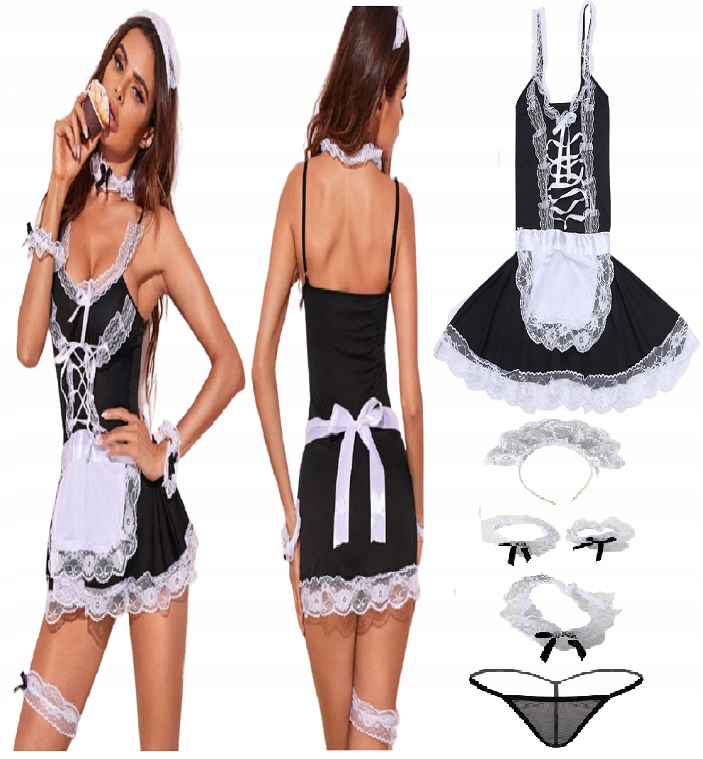 

Odzież Damska Kostium Czarny Pokojówka Komplet