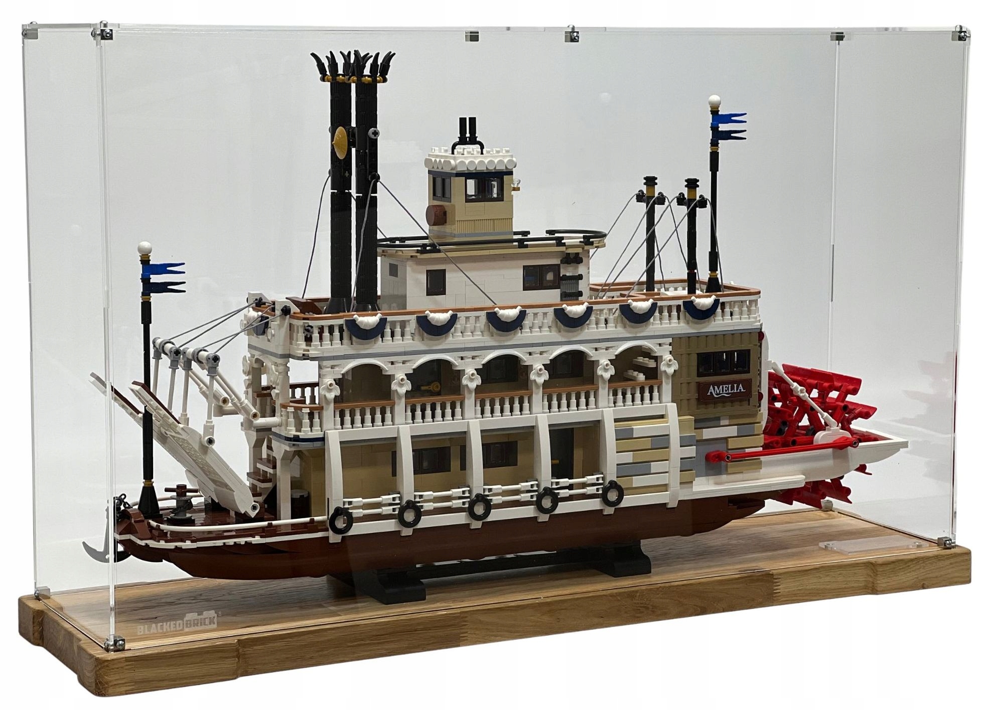 Vitrína Wood Blacked Brick pre Lego 21356 Ideas riečny parník