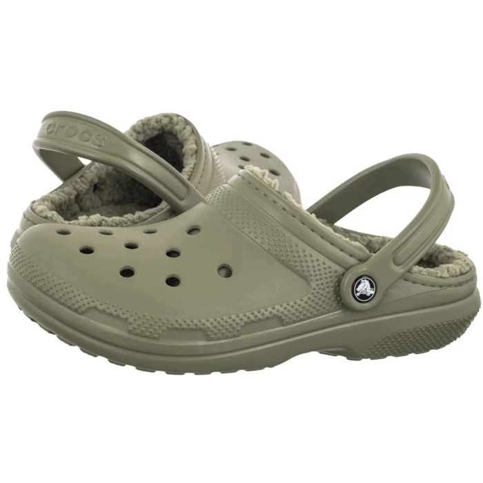 Zateplené boty Nazouváky Crocs Classic Lined Clog Cargo 203591 Zelené