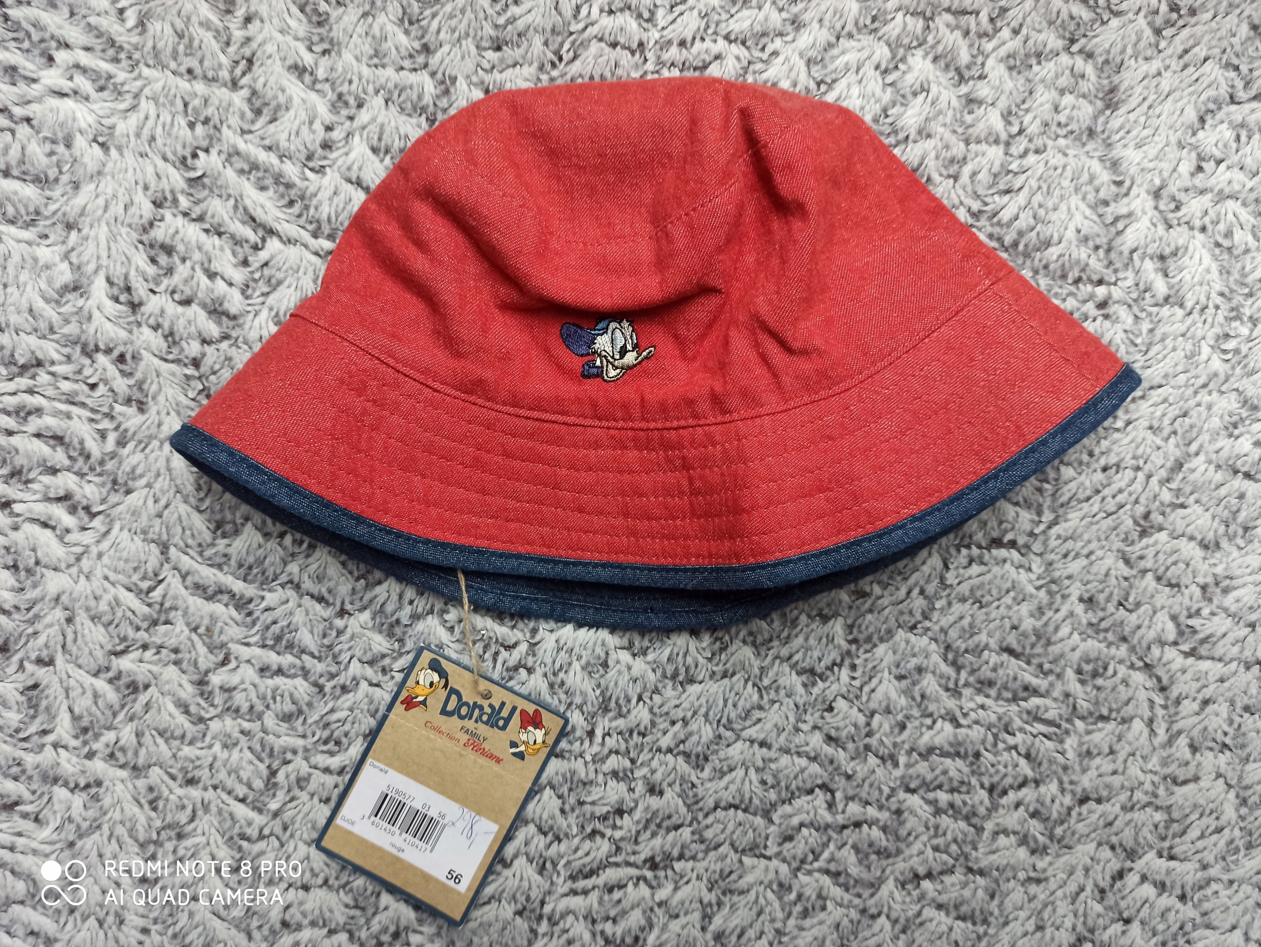 NOWY CZERWONY CHŁOPIĘCY BERECIK DONALD FAMILY R 56 Rozmiar 56-56 cm