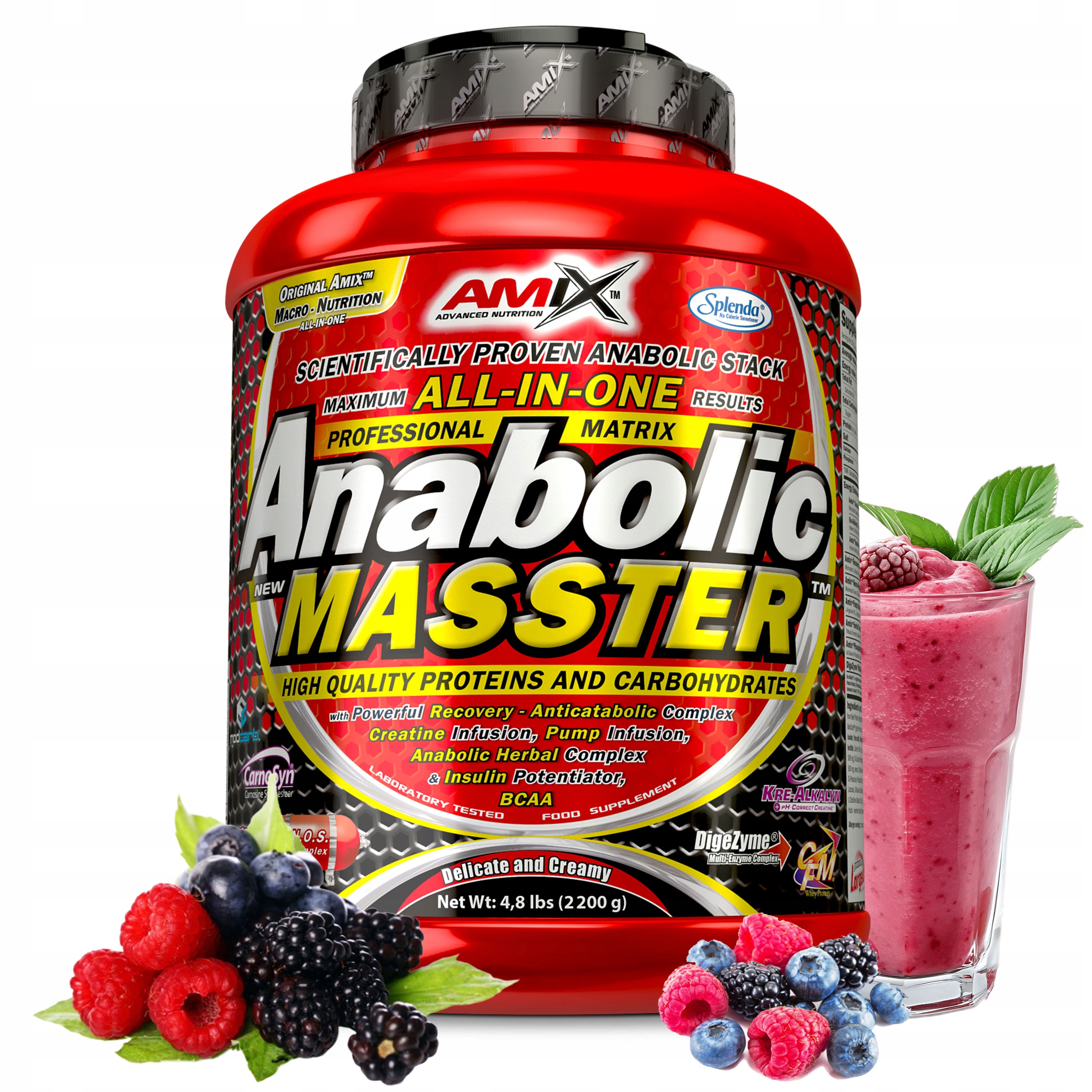 Gainer na svalovou hmotu protein 2200 g lesní ovoce kreatin