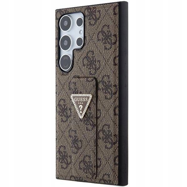 Pouzdro Guess Grip Stand 4G Triangle Strass pro Samsung Galaxy S24 Ultra Bronz