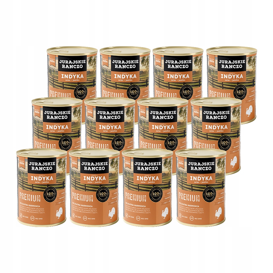 Vlhké krmivo pro psy Jurské Rančo Premium krůta celer jablko konzerva 400 g