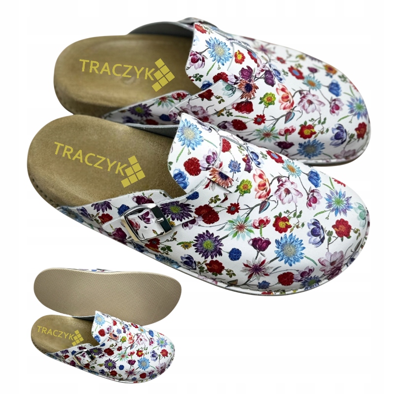 Nazouváky Anatomické Chodaki Fusbet Přírodní Kůže Květiny Profilované vel. 38