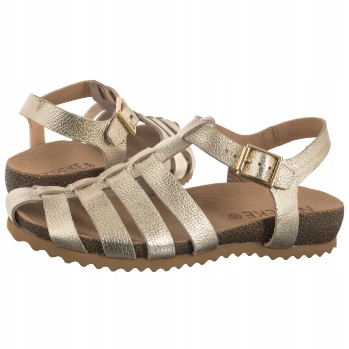 Kožené dámské sandály na léto Nepeke Ciro Duorado Zlaté zlato