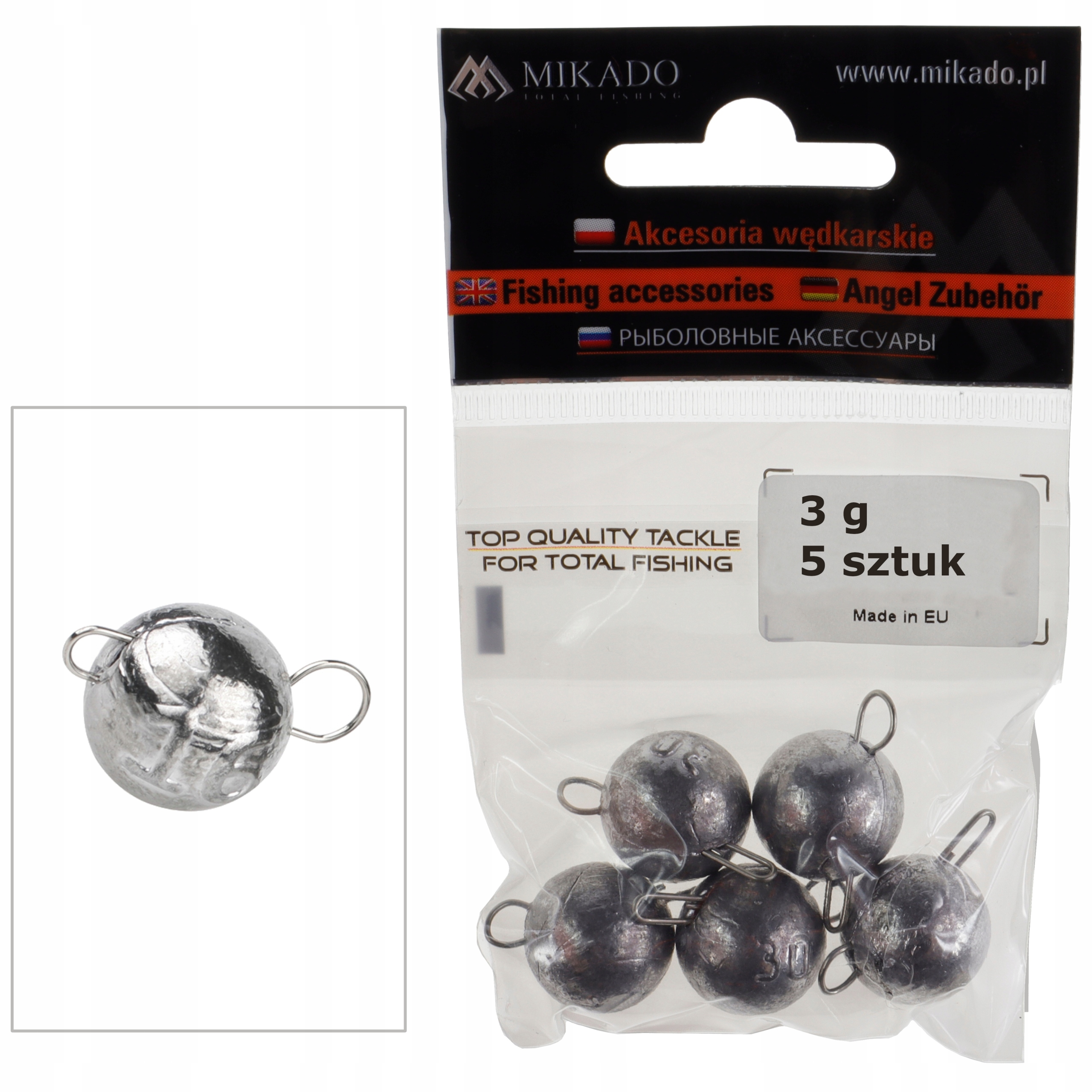 Czeburaszka 3 g cheburashka ołowiana ciężarek główka jigowa Mikado 5 sztuk