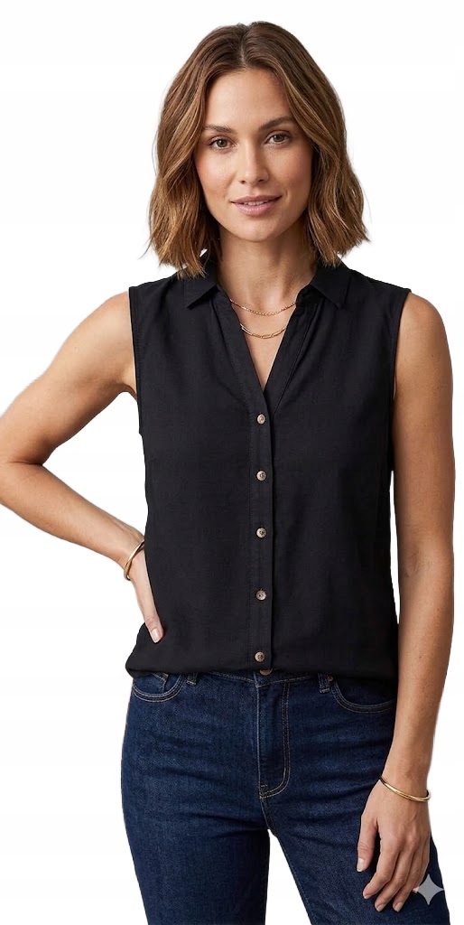 Soyaconcept Černá Dámská Halenka Bez Rukávů S Límečkem, Velikost 6FA