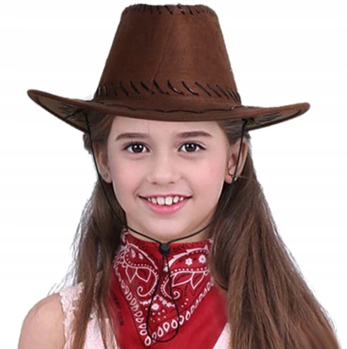 KOWBOJSKI DZIECIĘCY KAPELUSZ COUNTRY WESTERN KOWBOJ DLA DZIECI CIEMNY BRĄZ Marka bez marki