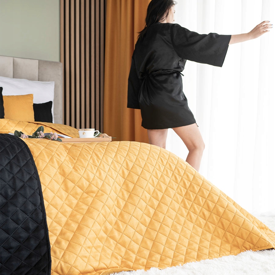 Jodełka Přehoz na postel, 220x240cm, barva 019 hořčicová 724330/NAP/019/220240/1