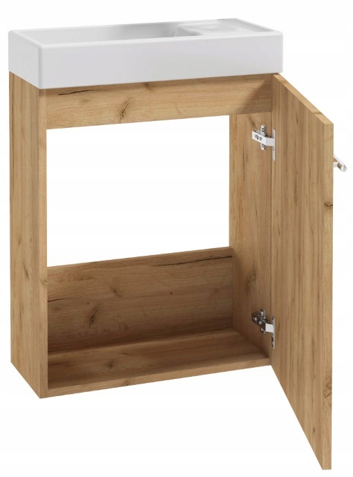 Koupelnová skříňka s umyvadlem 50 x 70 cm, závěsná, moderní, dub craft
