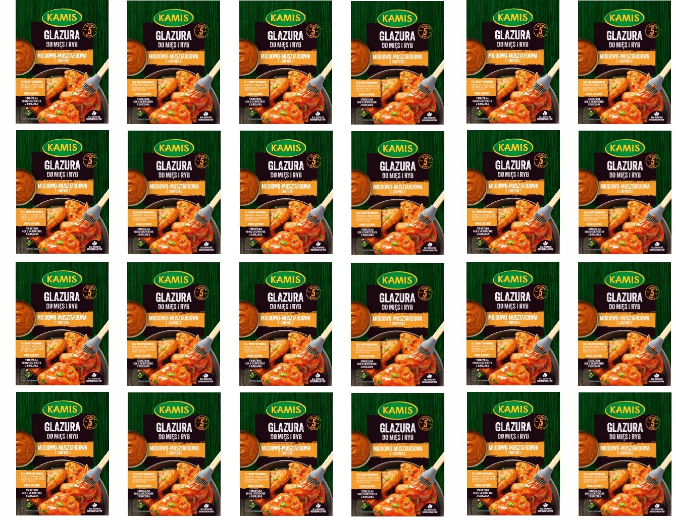 Levně 24 x 20 g Kamis Medovo-hořčičná glazura na maso a ryby Karton