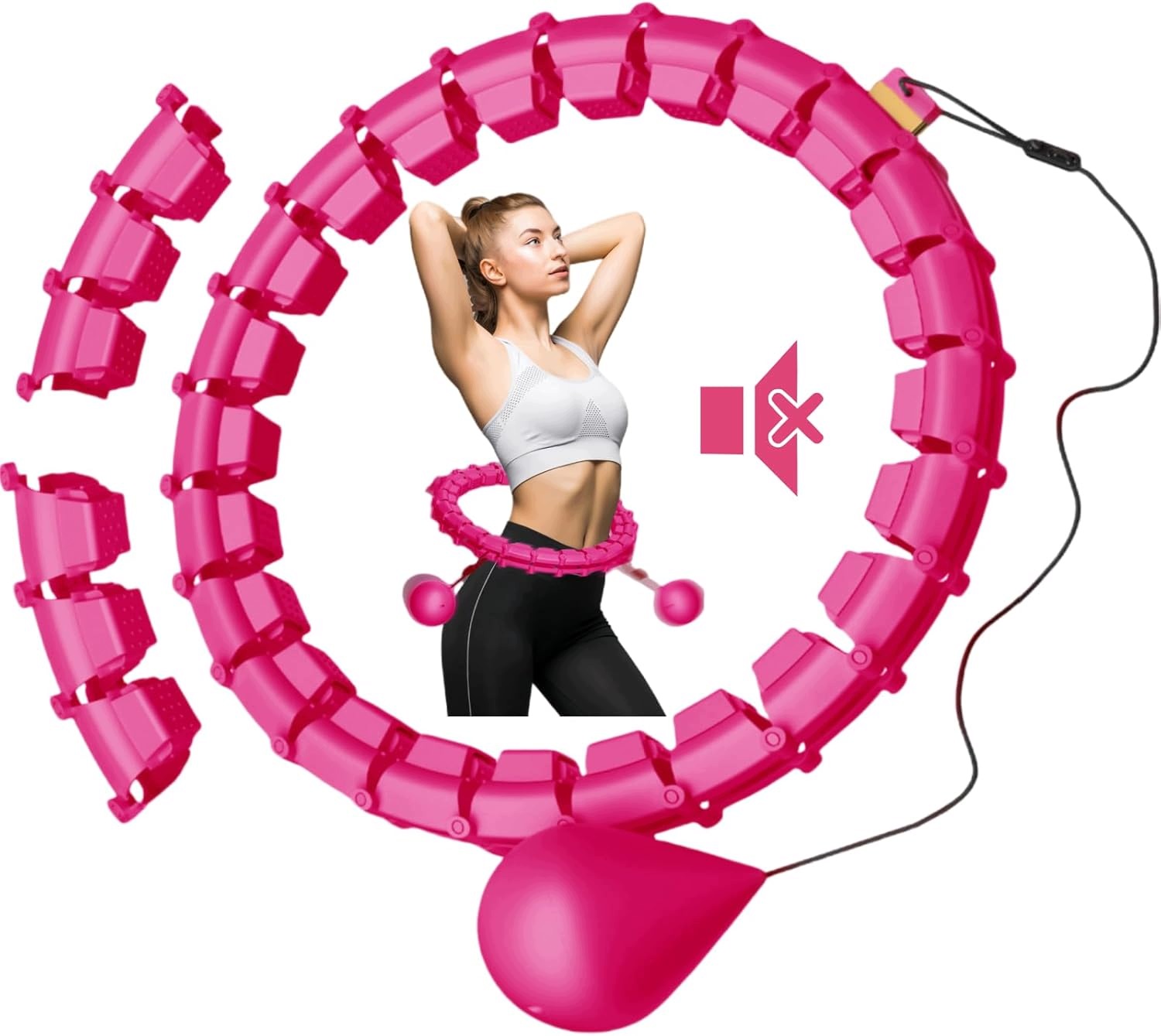 Smart Hula hop do odchudzania, ciche z kulką, regulowane 165cm