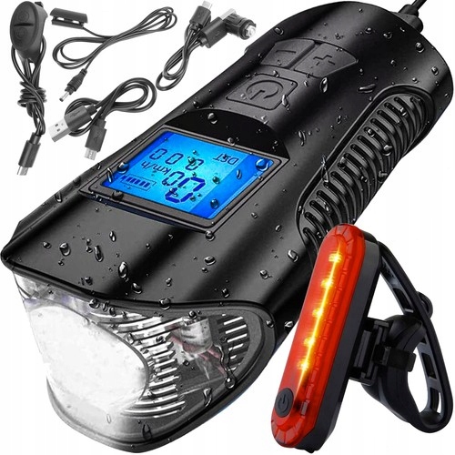 Lampička na kolo Cyklistická Led Zadní Přední Číselník Usb Silná na řídítka