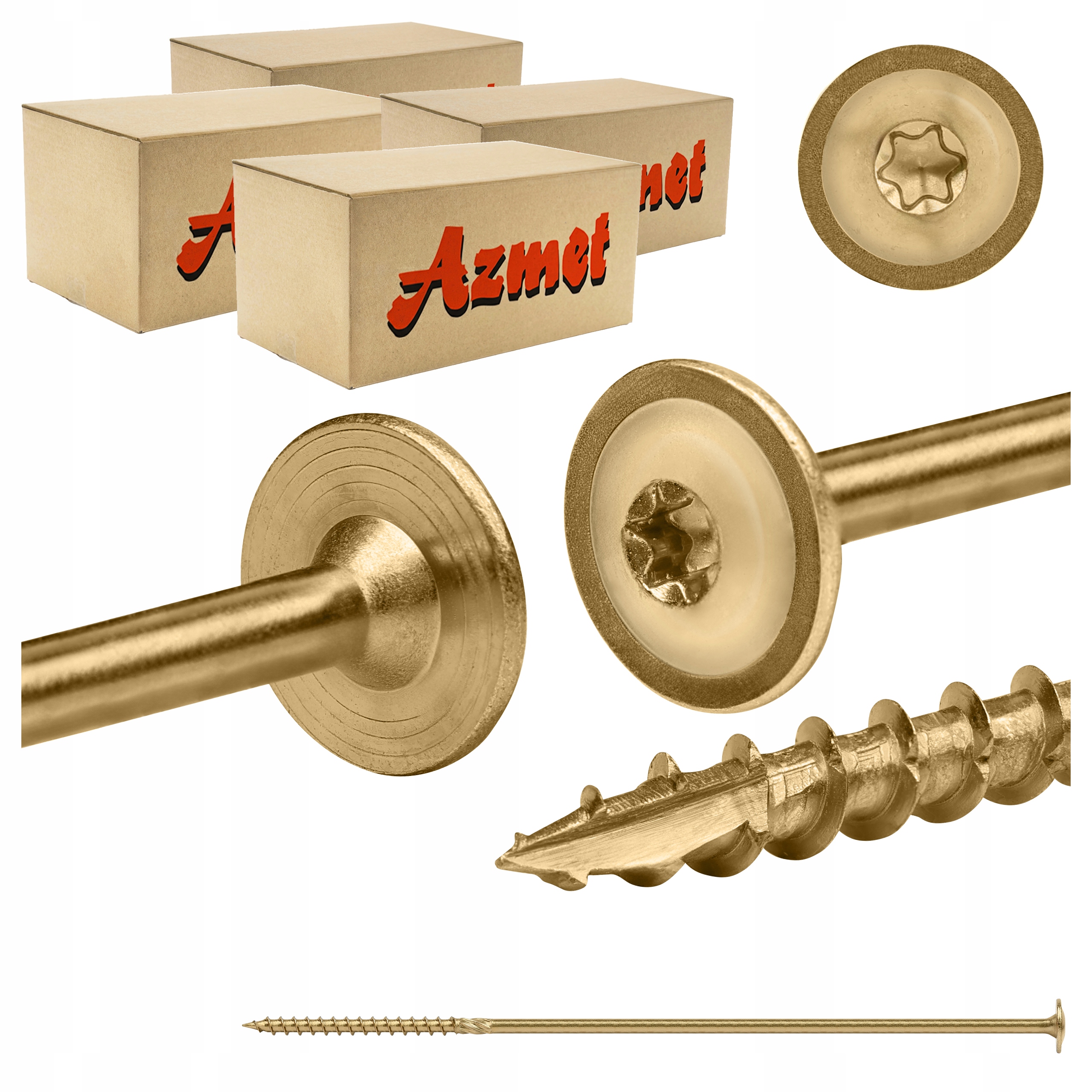 Tesárska skrutka 8x300 mm Torx na drevo, tanierová, 200 ks Azmet WCT-08300