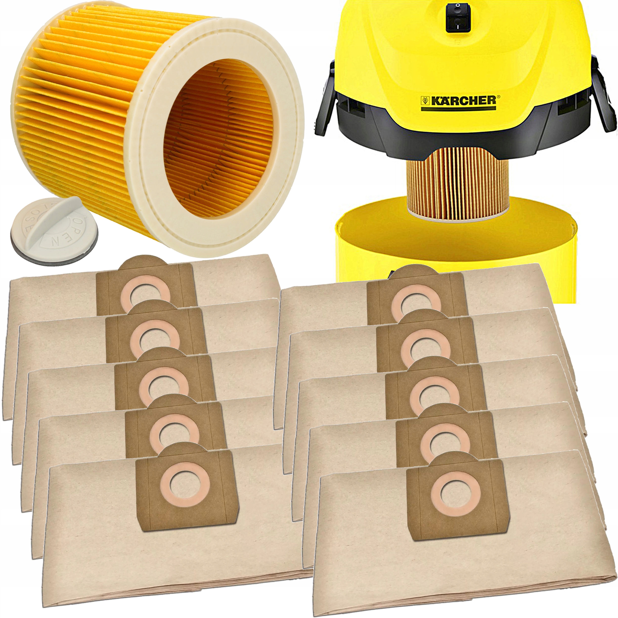 

10x Worki +filtr do odkurzacza Karcher WD3.200 MV3