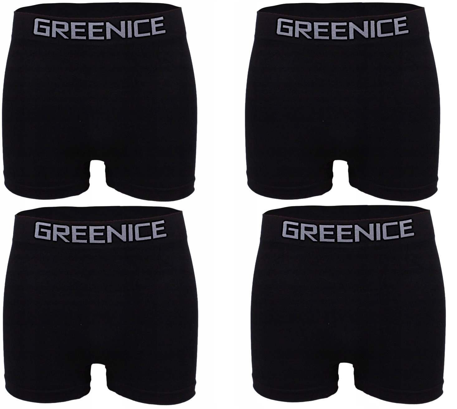4x Czarne bezszwowe Bokserki greenice Dopasowane szorty męskie 2XL/3XL