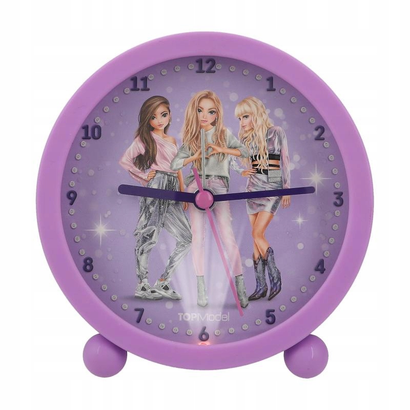 Zegar Budzik TOP MODEL GLITTER QUEEN Fioletowy Średnica 11 cm