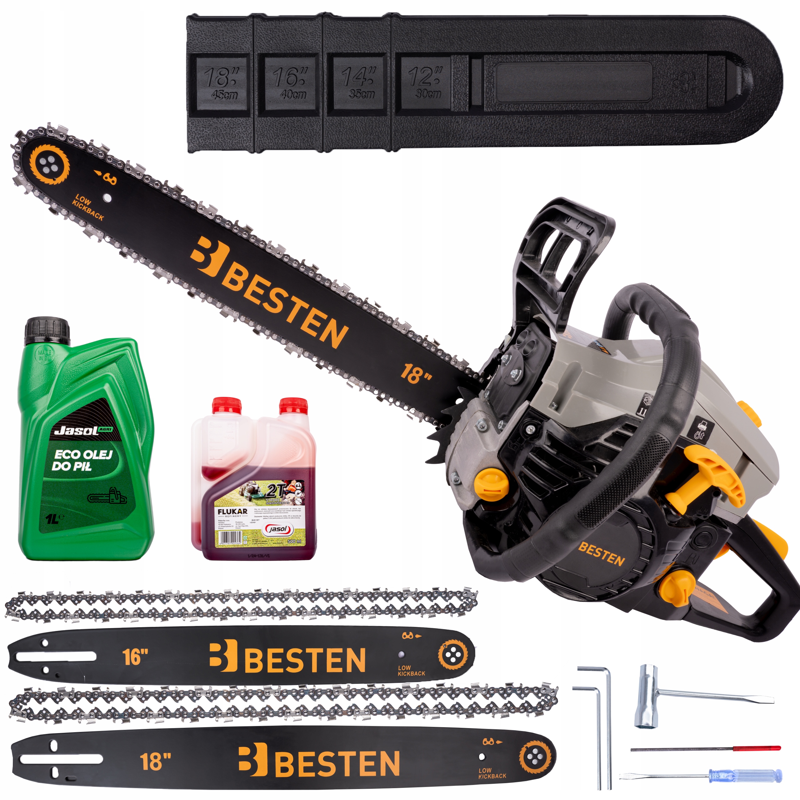 Benzínová Řetězová Pila Na Dřevo 2xŘETĚZ 2xVODÍTKO Olej