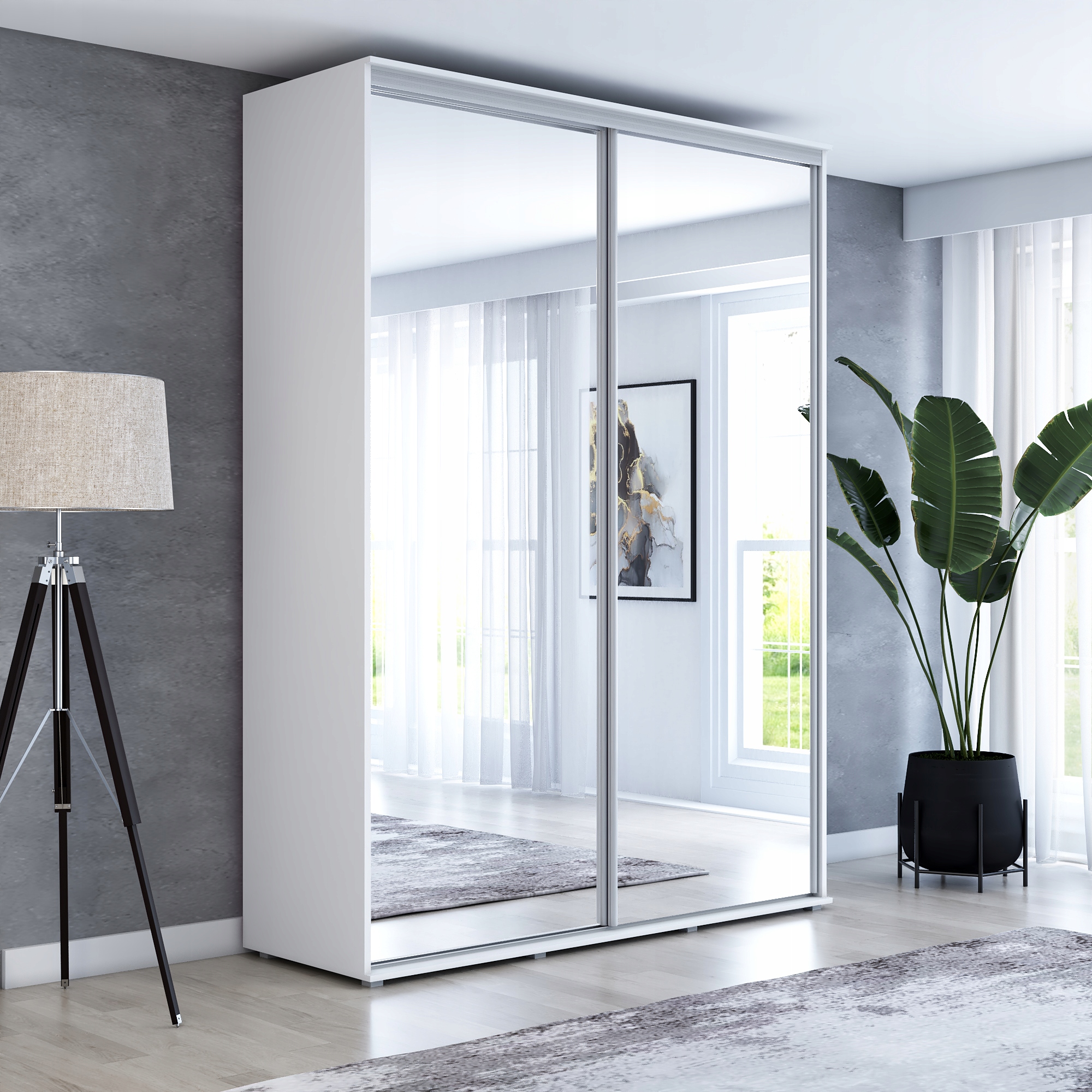 Szafa MAJA 2 przesuwna 180x242 biała lustra wysoka