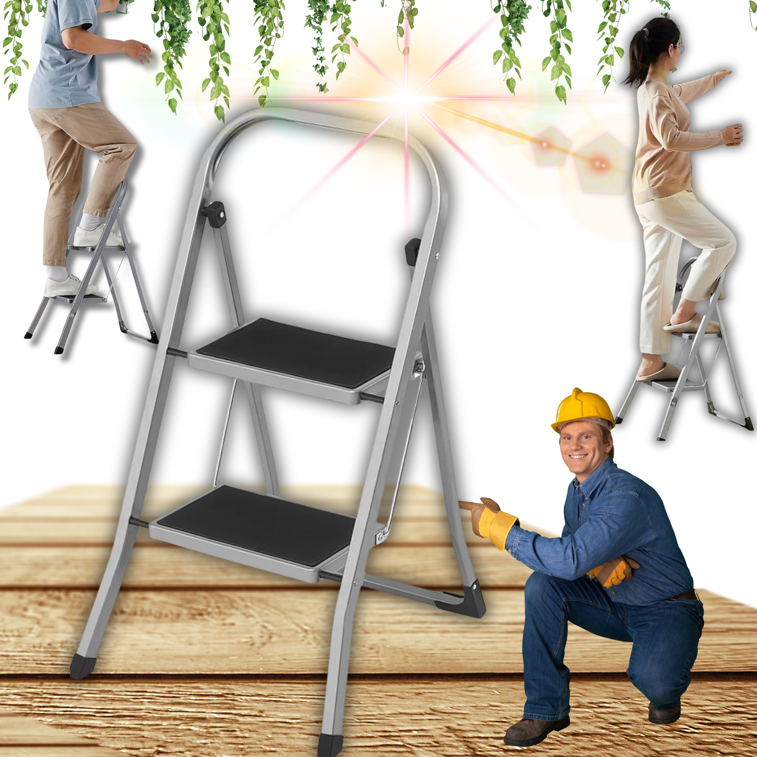 Skládací Domácí Žebřík, Mobilní Plošina Žebřík Do Domácnosti, 2 Schody!