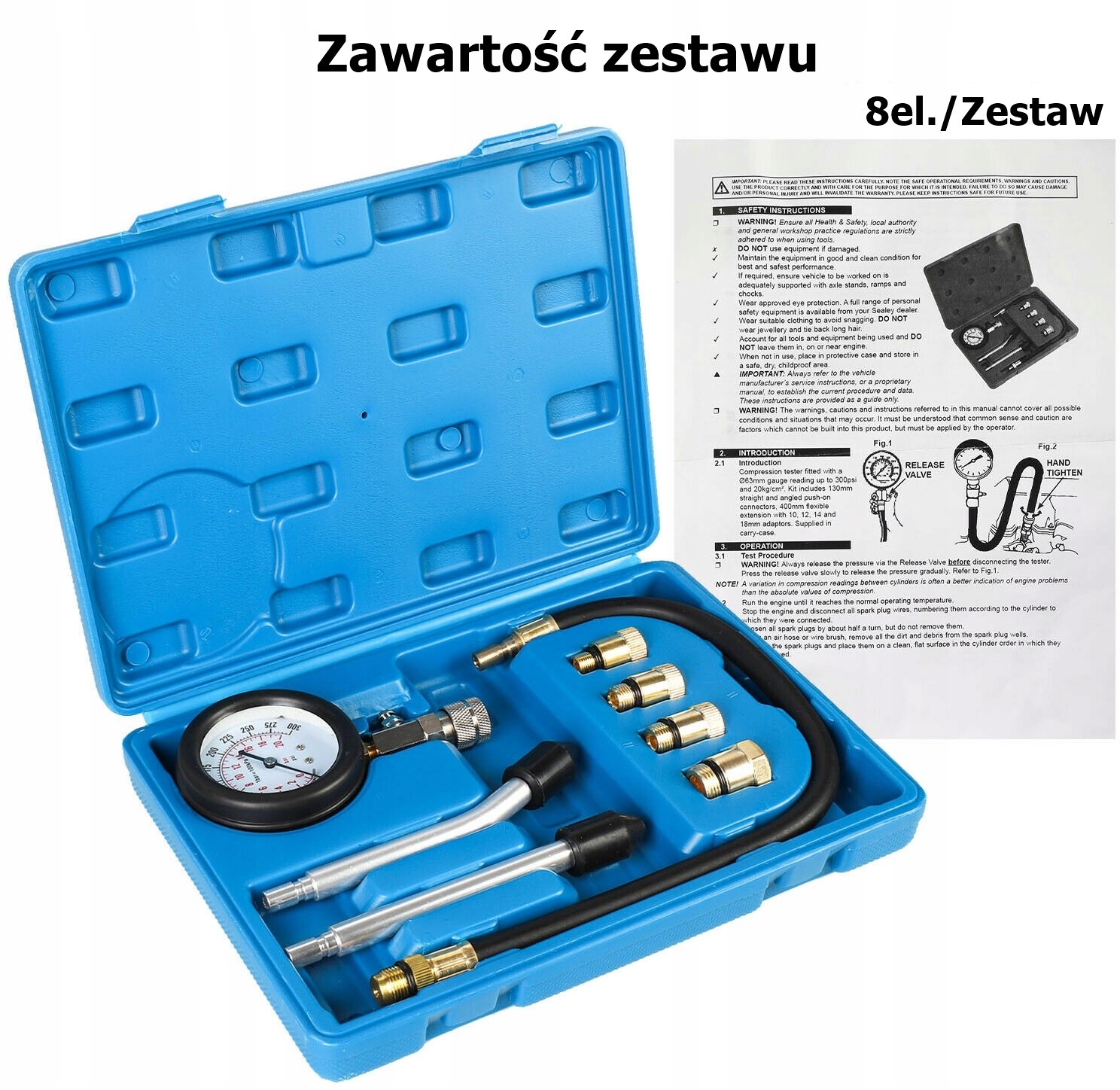 Tester Miernik Ciśnienia Sprężania Benzyna 8el.