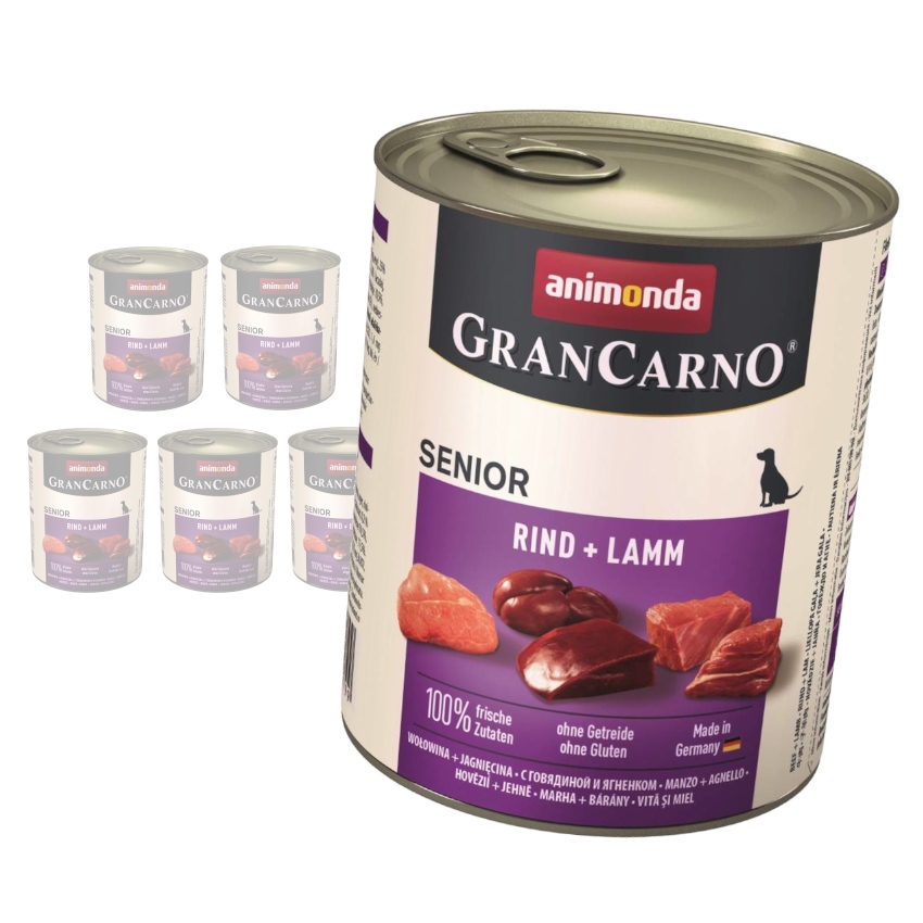 Animonda GranCarno Senior 6x800g Vlhké Krmivo pro psy Hovězí maso s jehněčím masem