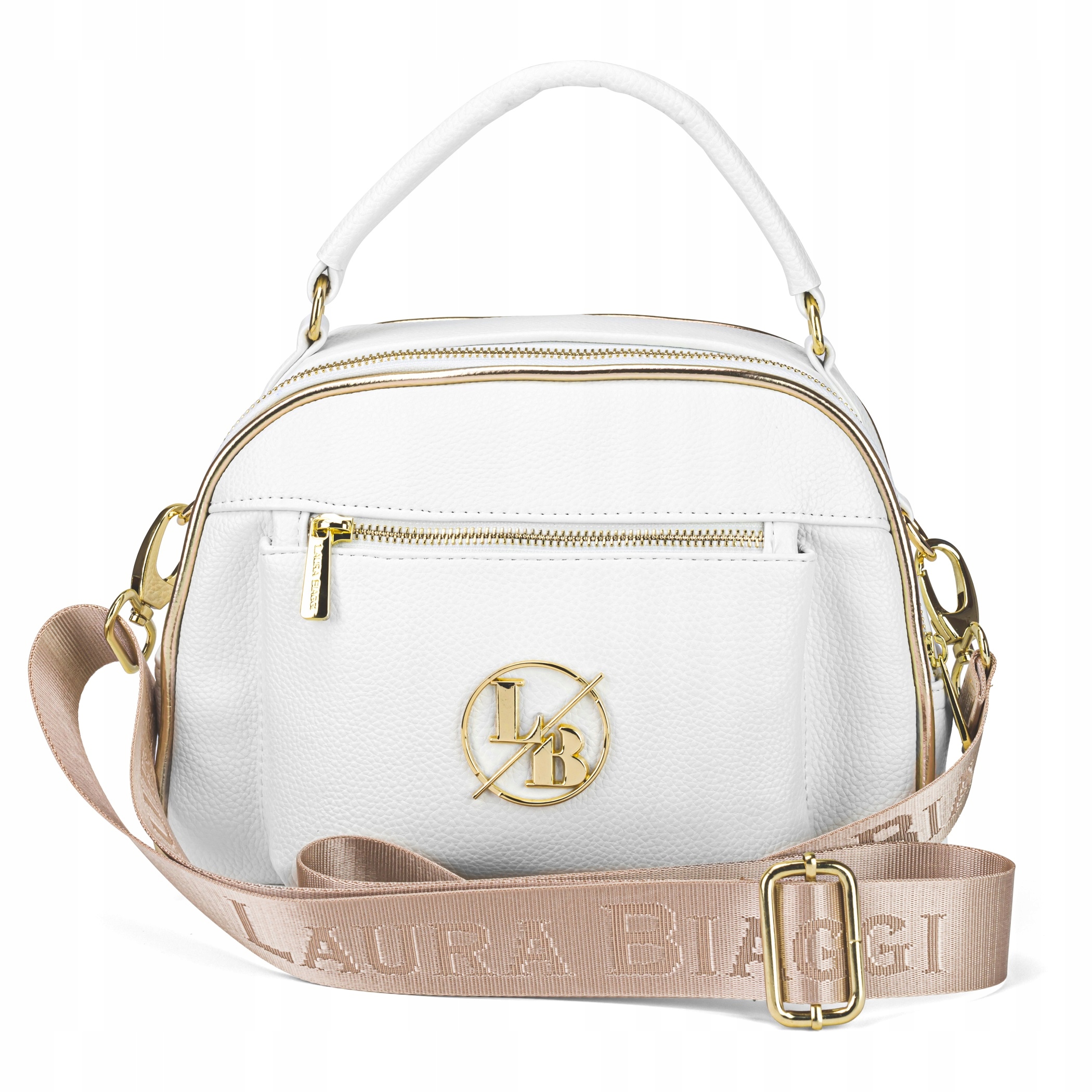 POLSKA TOREBKA DAMSKA LISTONOSZKA KUFEREK BIAŁA Z PASKIEM NA RAMIĘ