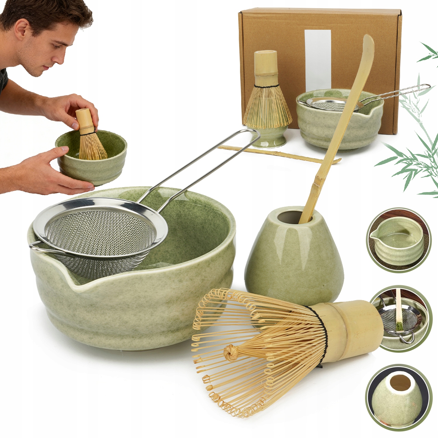 5W1 Zestaw Do Herbaty Matcha, Miska Do Matcha, Zestaw Do Parzenia Matcha