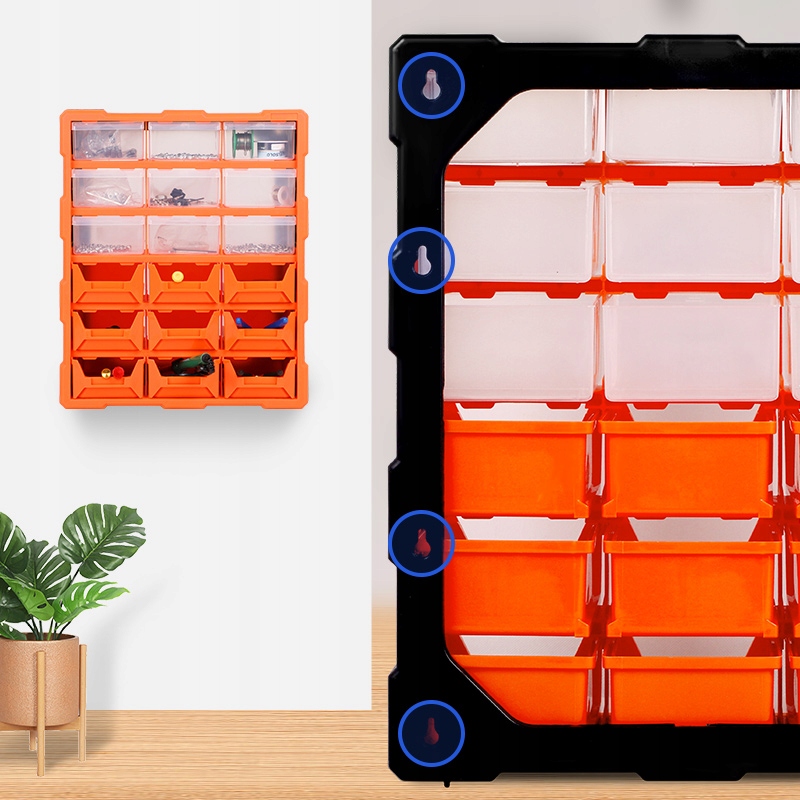 ORGANIZER WARSZTATOWY 18 SZUFLADEK KUWETY K-505 NA NARZĘDZIA TECHREBALA Rodzaj pojemnik zamknięty