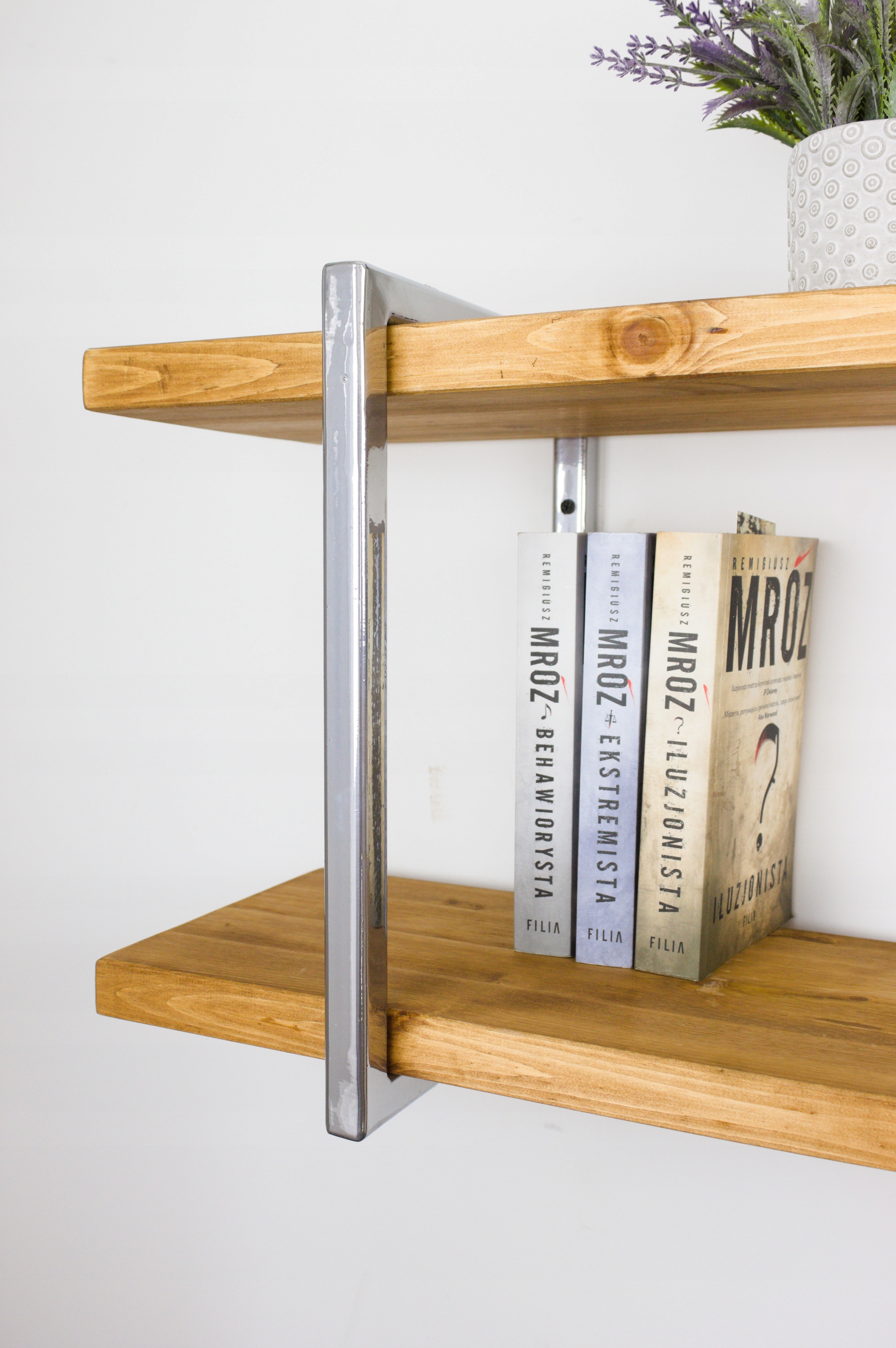 Držák pro dvojitou závěsnou poličku Glamour 34 cm x 24 cm Stříbrný kovový