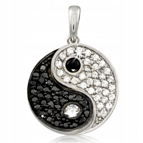 

Srebrny Wisiorek Tai Chi Yin Yang 925 Biało-czarny