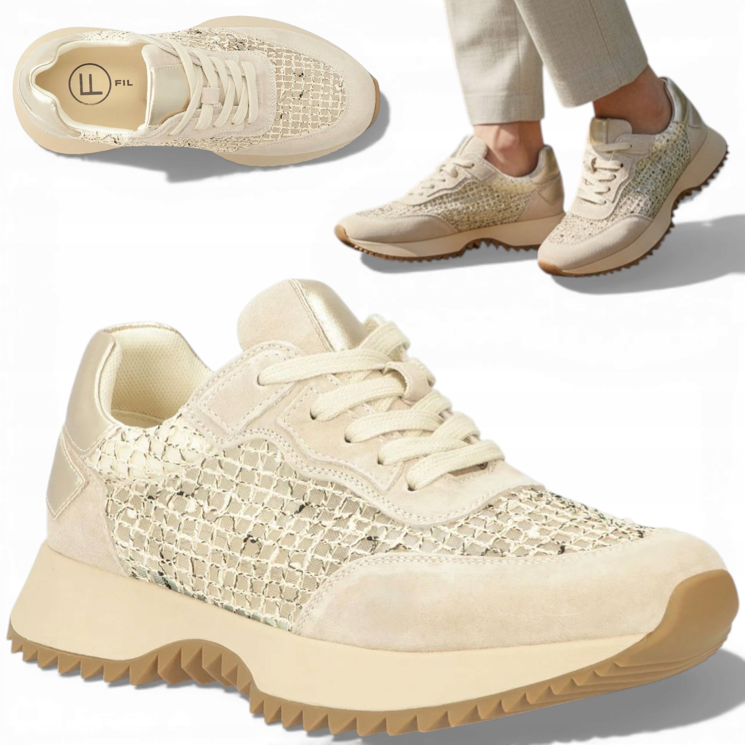 Filippo 39 Sportovní obuv Přírodní Kůže Prodyšné letní šněrování