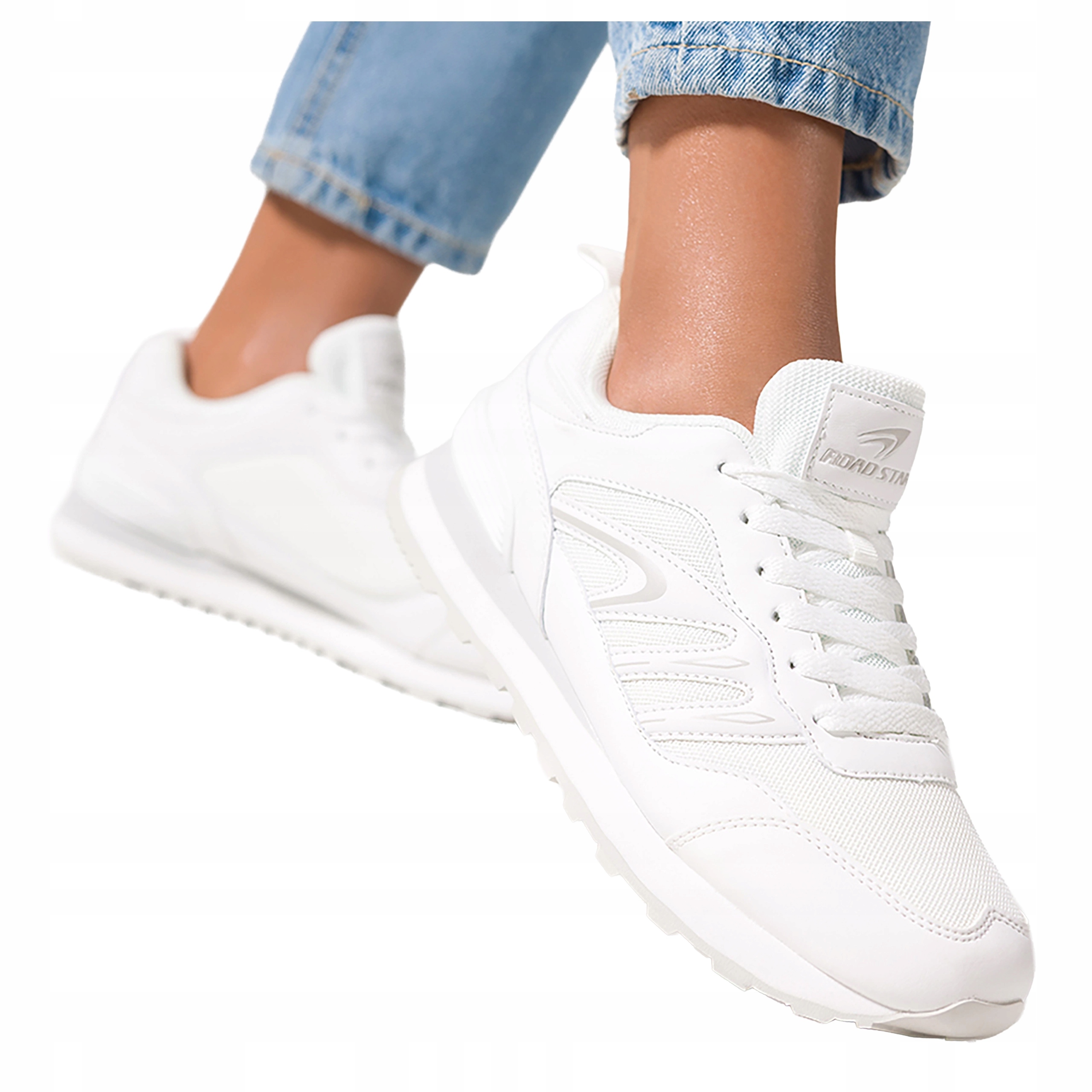 Bílé Tenisky Dámské Šněrované S Drážkovanou podrážkou Pohodlné Sportovní vel. 36