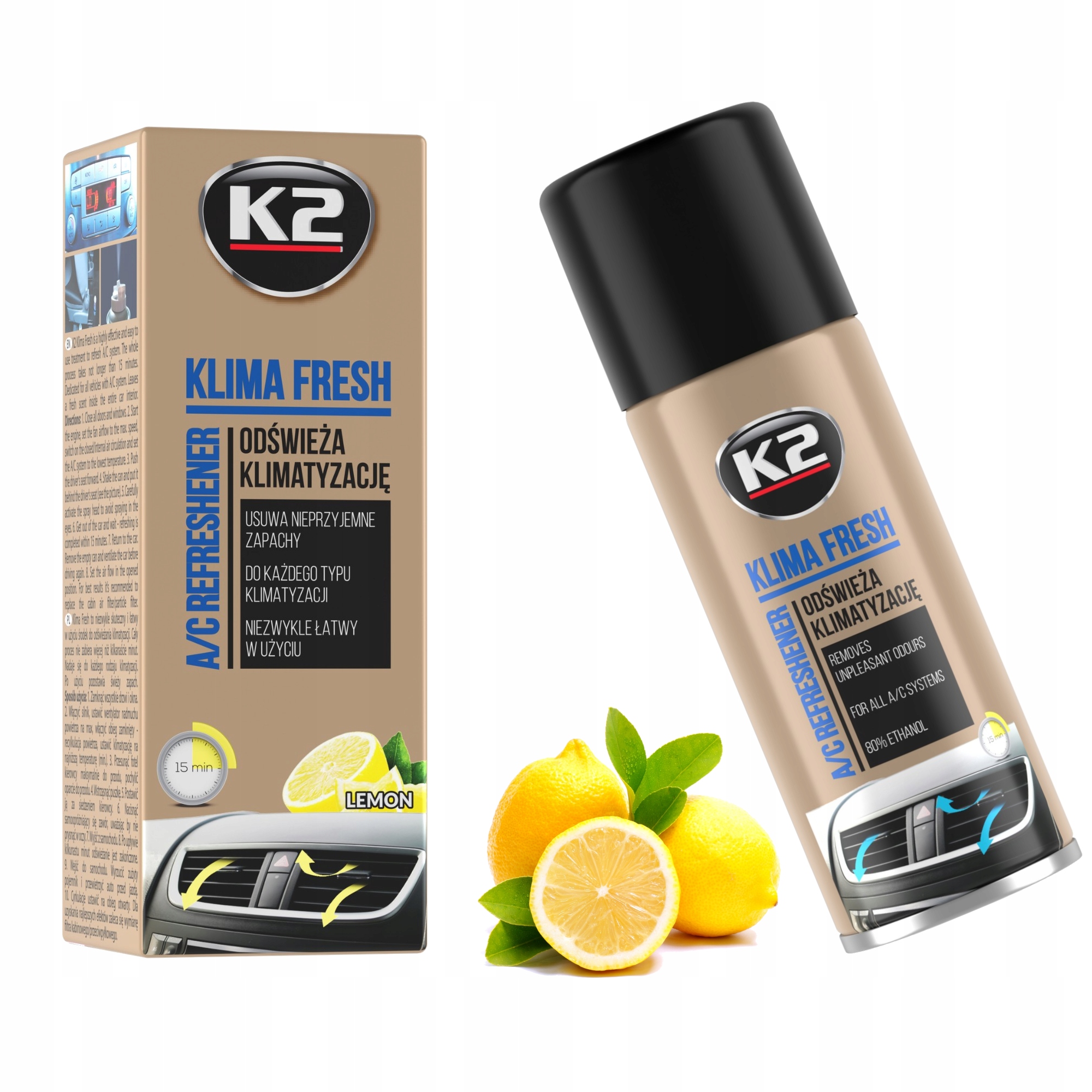 

K2 Klima Fresh Odgrzybiacz Klimatyzacji Lemon