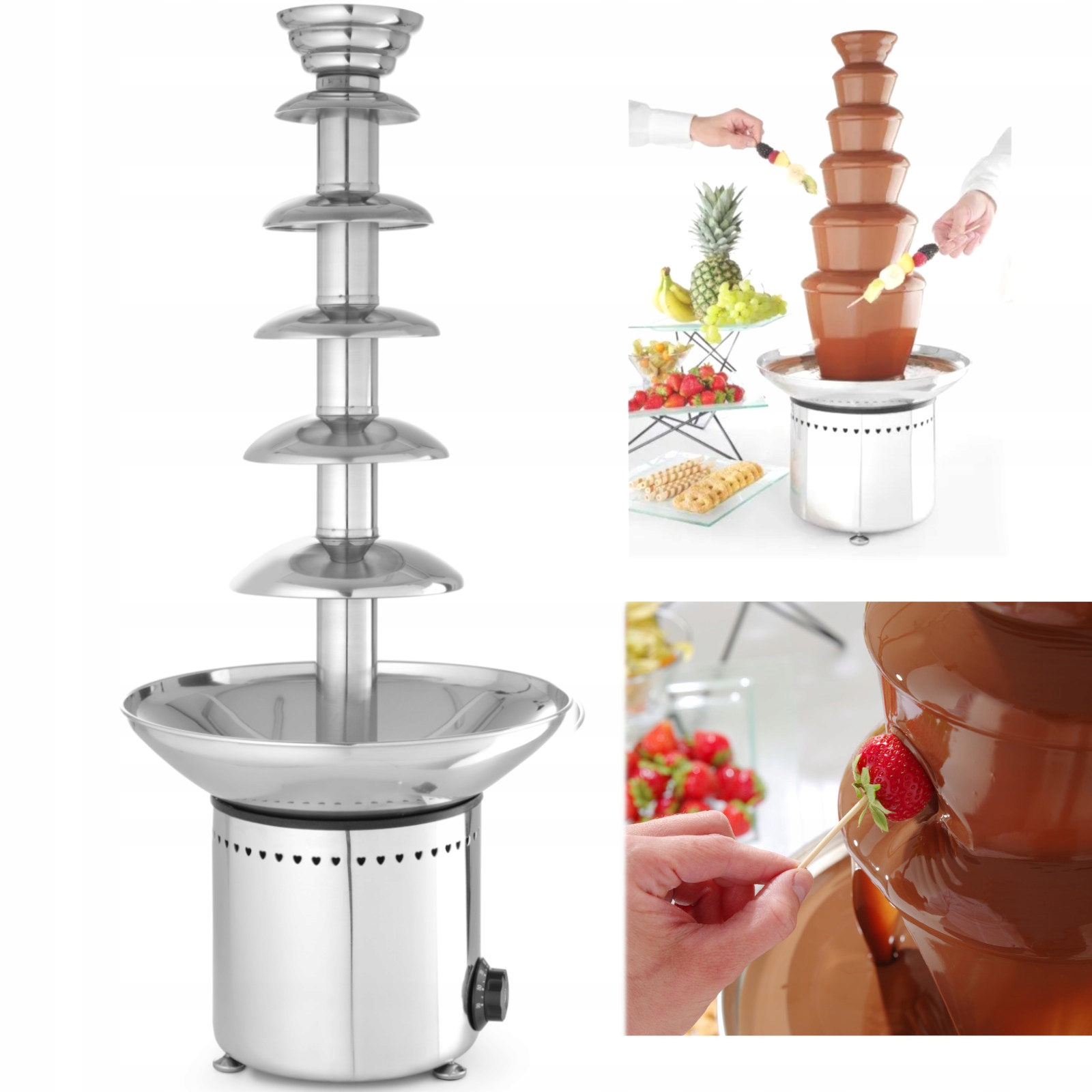 Fontána na čokoládu fondue 6 úrovní oceľová 300 W Hendi 274163