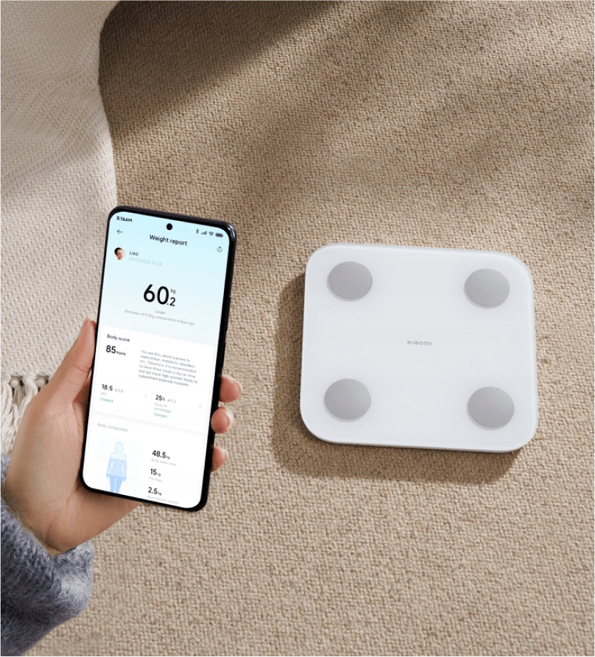 XIAOMI Waga Łazienkowa S400 Analiza Składu Ciała 150kg 25 Wskaźników — miniatura 8