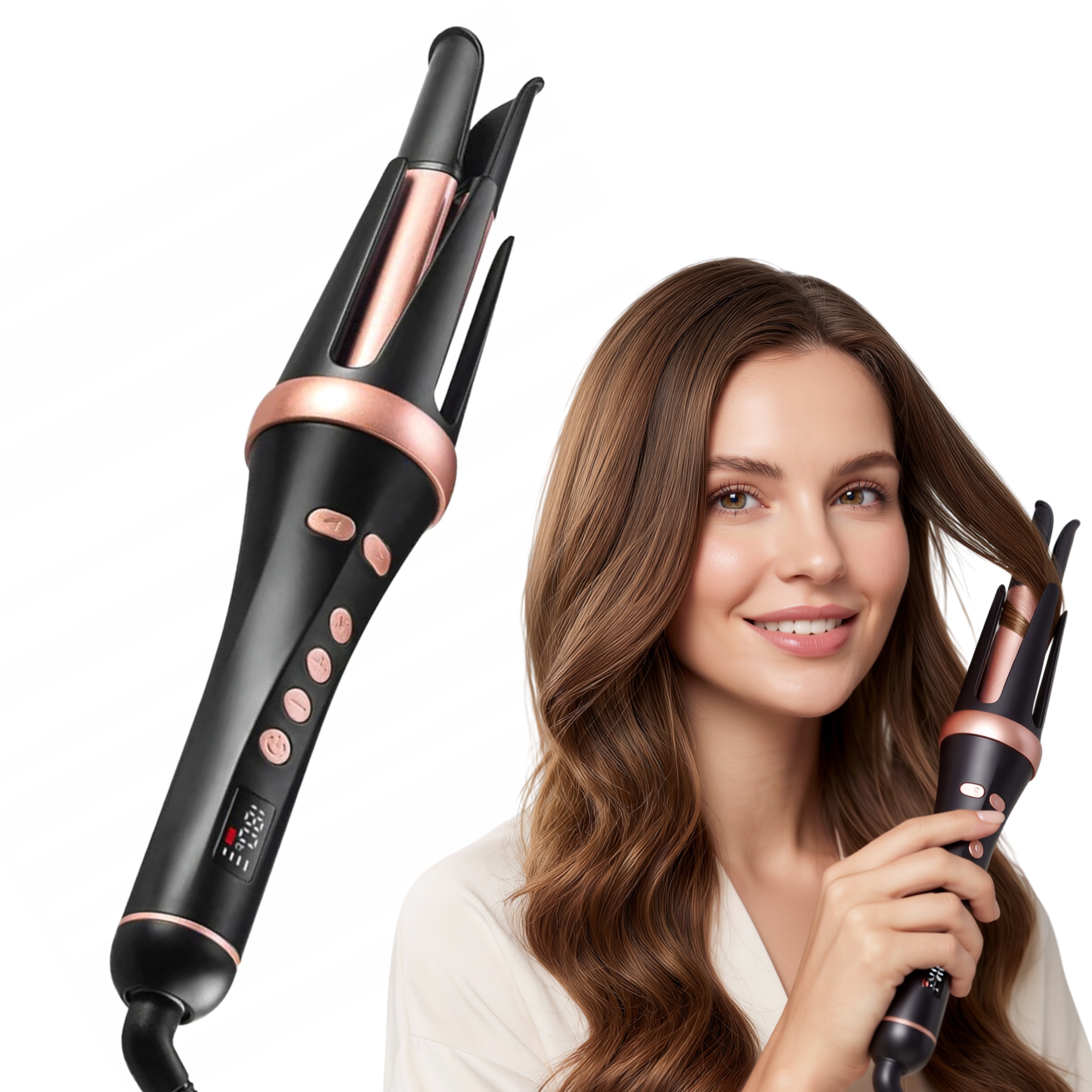 Lokówka automatyczna Riborn Beauty ceramiczna z jonizacją LCD 45 W