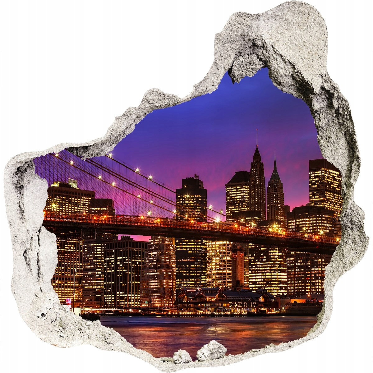 

Fototapeta dziura na ścianę 3d Manhattan zachód
