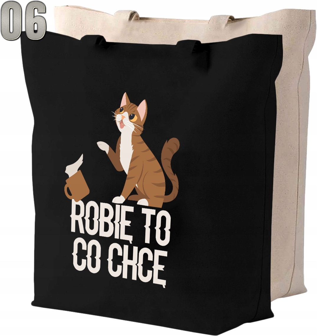 Torba bawełniana DLA KOCIARY + IMIĘ Wysokość 42 cm