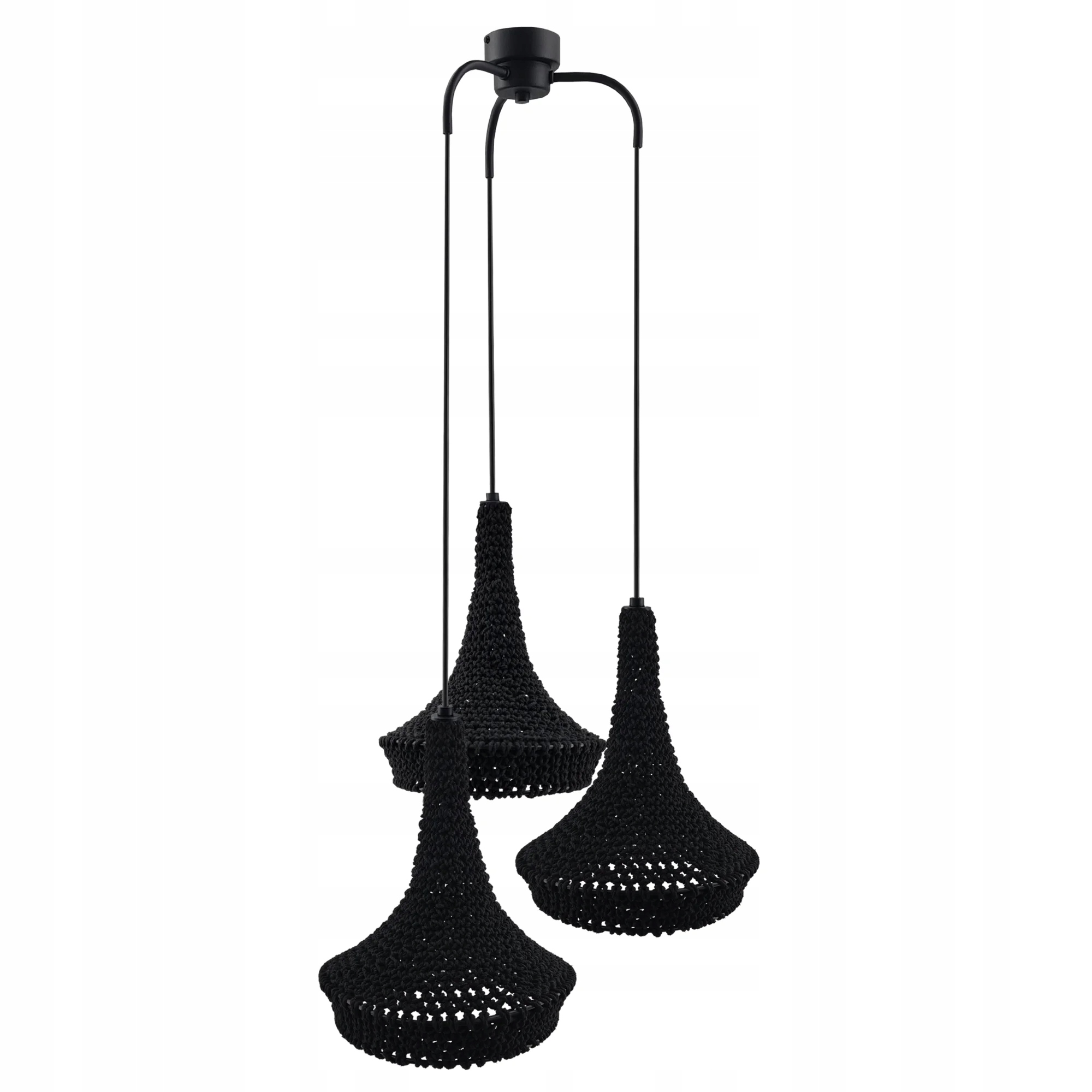 Závesná lampa Mahaka Shilo Čierna Boho 3xE27 20W Látka